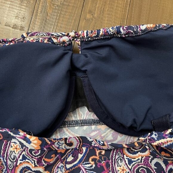 Lands' End Paisley Tie Front Underwire Tankini Swimsuit Top - Picture 3 of 4
